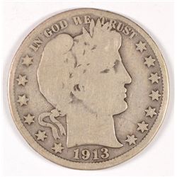 1913 BARBER HALF DOLLAR, GOOD/VG