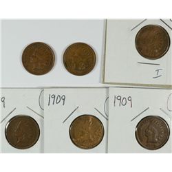 LOT OF ( 6 ) 1909 INDIAN HEAD CENTS, F-XF