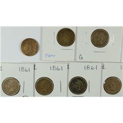 LOT OF ( 6 ) 1861 INDIAN HEAD CENTS, AG-VF