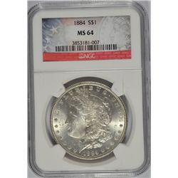 1884 MORGAN DOLLAR NGC MS-64