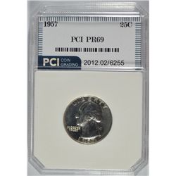 1957 WASHINGTON QUARTER, PCI PROOF 69