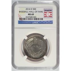 2014 U.S. MINT BASEBALL HALL OF FAME COMMEM HALF DOLLAR NGC MS-69!