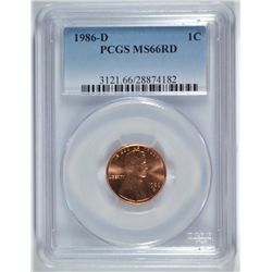 1986-D LINCOLN CENT PCGS MS-66 RD