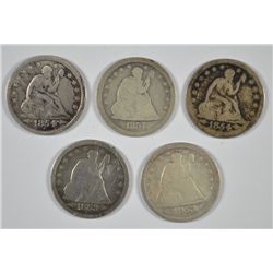 (5) SEATED LIBERTY QUARTERS ( 1953, '53-O, '54, '54-O, '57 )