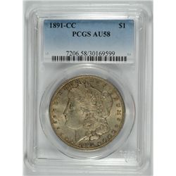 1891-CC MORGAN DOLLAR PCGS AU-58