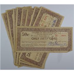 (10) 1933 CLAY COUNTY KANSAS (DEPRESSION SCRIP) FIFTY CENTS