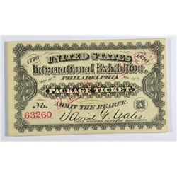 1876 US INTERNATIONAL EXHIBITION (RED OVERPRINT, RED SERIAL #) CU