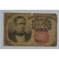 1874 TEN CENT US FRACTIONAL NOTE