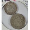 Image 1 : (2) LOW GRADE TYPE COINS (SEATED DIME & SHIELD NICKEL)