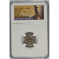 (AD 1035-1125) ITALY LUCCA-DENIER (HENERY III-V) NGC GENUINE