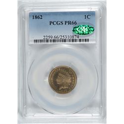 1862 PROOF INDIAN HEAD CENT PCGS PR-66 (CAC)