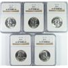 Image 1 : LOT OF ( 5 ) 1963 FRANKLIN HALF DOLLARS, NGC MS-64