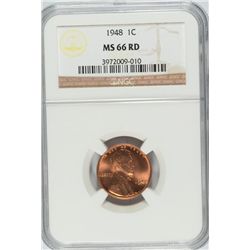 1948 LINCOLN CENT NGC MS-66 RD