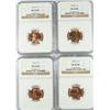 Image 1 : 2 1952-D, 2 54-S LINCOLN CENTS NGC MS-66RD