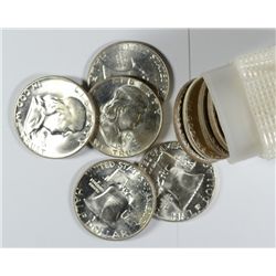 GEM BU ROLL OF ( 12 ) 1954 & ( 8 ) 1955 FRANKLIN HALF DOLLARS