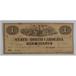 1863 $1 STATE OF NORTH CAROLIINA