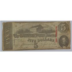 1863 $5 CONFEDERATE STATES OF AMERICA