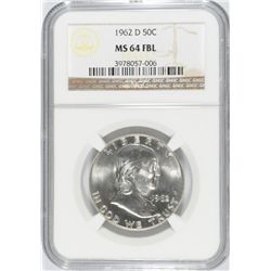 1962-D FRANKLIN HALF DOLLAR,  NGC MS-64 FBL