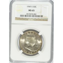 1949-S FRANKLIN HALF DOLLAR, NGC MS-65