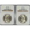 Image 1 : ( 2 ) 1949 FRANKLIN HALF DOLLARS, NGC MS-63 FBL