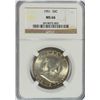 Image 1 : 1951 FRANKLIN HALF DOLLAR, NGC MS-66 !!
