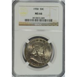 1958 FRANKLIN HALF DOLLAR, NGC MS-66