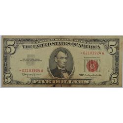 1963 $5 US NOTE (STAR) RED SEAL