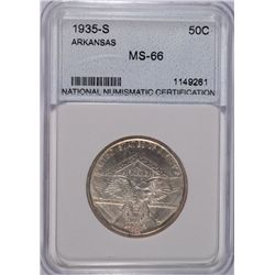 1935-S ARKANSAS COMMEN HALF DOLLAR NNC MS-66