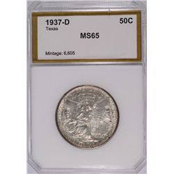 1937-D TEXAS COMMEN HALF DOLLAR PCI MS-65