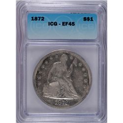 1872 SEATED DOLLAR ICG EF-45