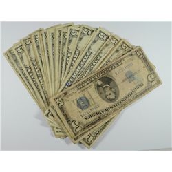 ( 7 ) $5.00  SILVER CERTIFICATES & ( 23 ) $5.00 RED SEAL NOTES LOWER GRADE CIRC