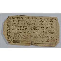 1771 TEN SHILLINGS PROVINCE OF NORTH CAROLINA