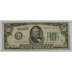 1928 $50 FEDERAL RESERVE NOTE (REDEEMABLE IN GOLD)