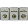Image 1 : 3 1954-S WASHINGTON QUARTERS NGC MS-66