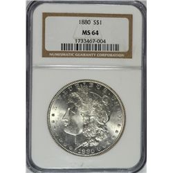 1880 MORGAN SILVER DOLLAR, NGC MS-64