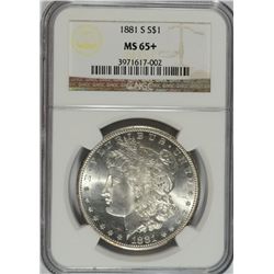 1881-S MORGAN SILVER DOLLAR, NGC MS-65+  LOOKS MS-66!