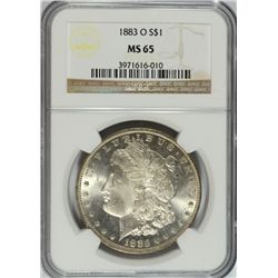 1883-O MORGAN SILVER DOLLAR, NGC MS-65 GEM, SUPERB!