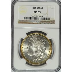 1885-O MORGAN SILVER DOLLAR, NGC MS-65 GEM, SUPERB!