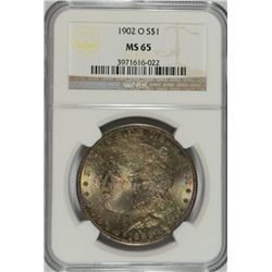 1902-O MORGAN SILVER DOLLAR, NGC MS-65  RAINBOW COLORS!!