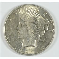 1927-D PEACE SILVER DOLLAR, MS-63+