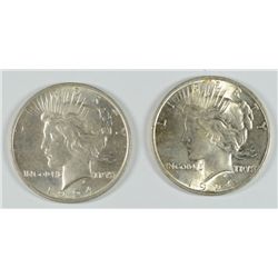 ( 2 ) 1924 PEACE SILVER DOLLARS, AU