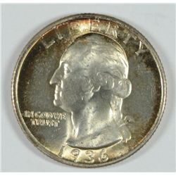 1936 WASHINGTON QUARTER, MS-64 GORGEOUS COLORS!