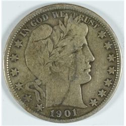 1901 BARBER HALF DOLLAR, VF