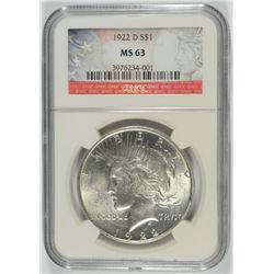 1922-D PEACE DOLLAR NGC MS-63