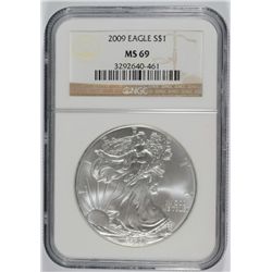 2009 SILVER AMERICAN EAGLE NGC MS-69