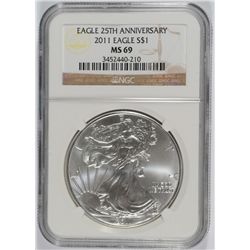 2011 SILVER AMERICAN EAGLE NGC MS-69