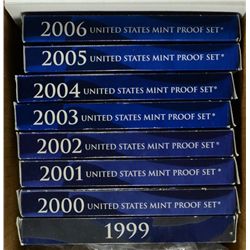 U.S. PROOF SETS IN ORIG BOXES/COA  1999 THRU 2006