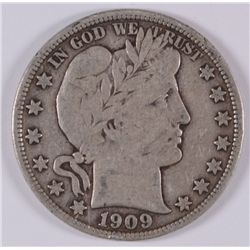 1909-S BARBER HALF DOLLAR, VF