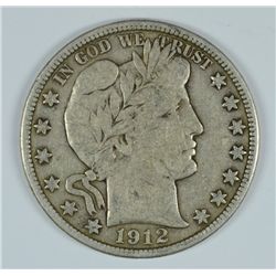 1912-D BARBER HALF DOLLAR, VF