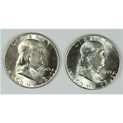 LOT OF ( 2 ) 1949 FRANKLIN HALF DOLLARS,  MS-63++